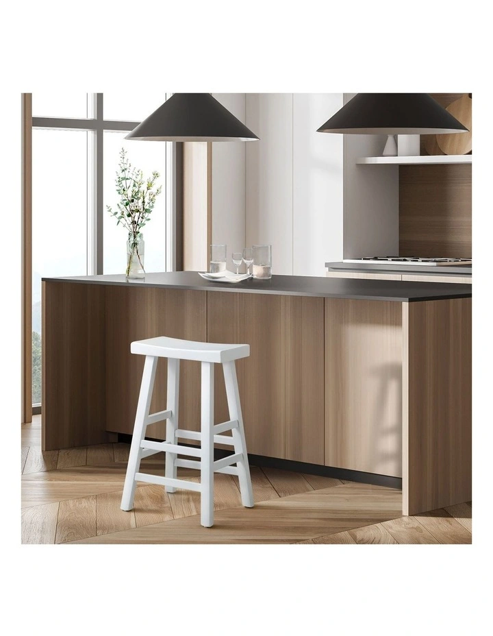 Oikiture Bar Stools Kitchen Stool Wooden Counter Chairs Barstools White image 5