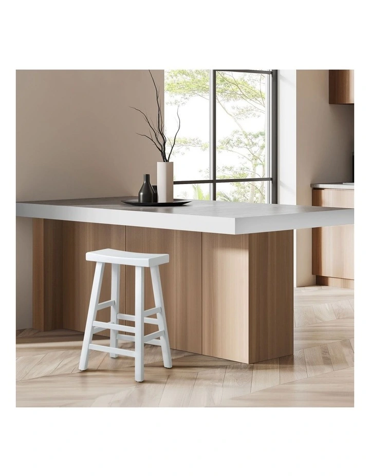 Oikiture Bar Stools Kitchen Stool Wooden Counter Chairs Barstools White image 7