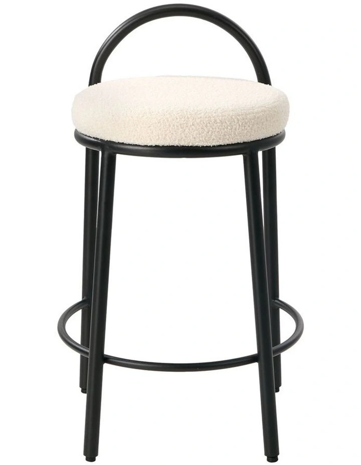 Oikiture 4x Bar Stools Dining Chairs Round Stool Low Back Counter Seat Boucle image 2