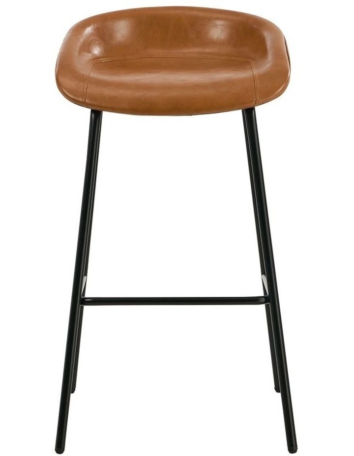 Oikiture 4X Bar Stools Kitchen Dining Chair Metal Counter Stool PU Leather Brown image 2