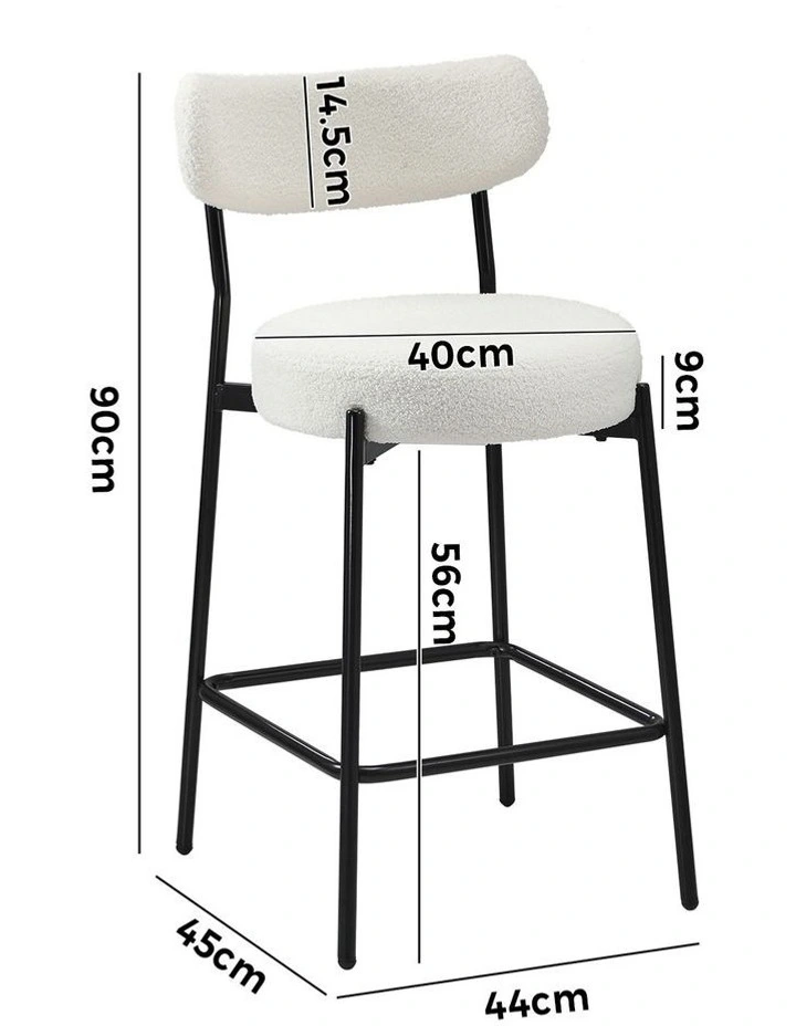 Oikiture 4x Bar Stools Kitchen Dining Chairs Counter Stool Boucle Fabric White image 3