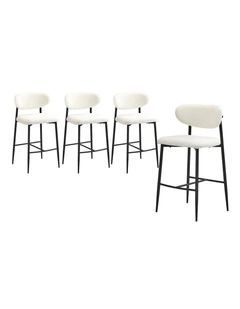 Oikiture 4x Bar Stools Kitchen Stool Counter Chair Boucle Fabric Black