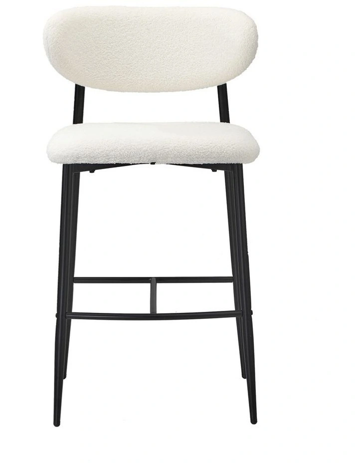 Oikiture 4x Bar Stools Kitchen Stool Counter Chair Boucle Fabric Black image 2