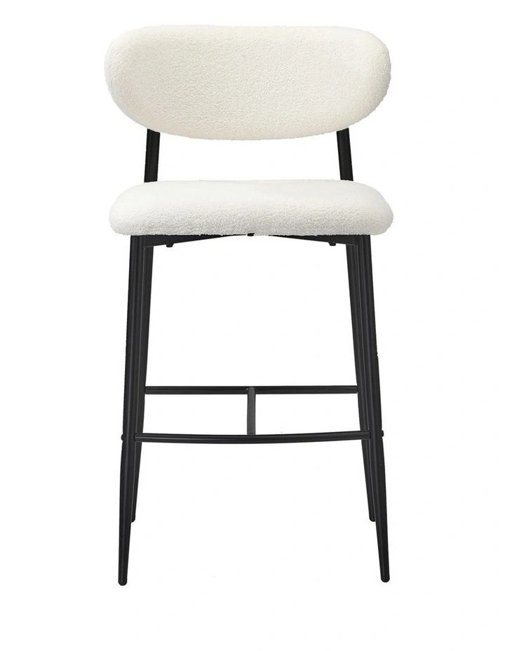 Oikiture 4x Bar Stools Kitchen Stool Counter Chair Boucle Fabric Black image 5