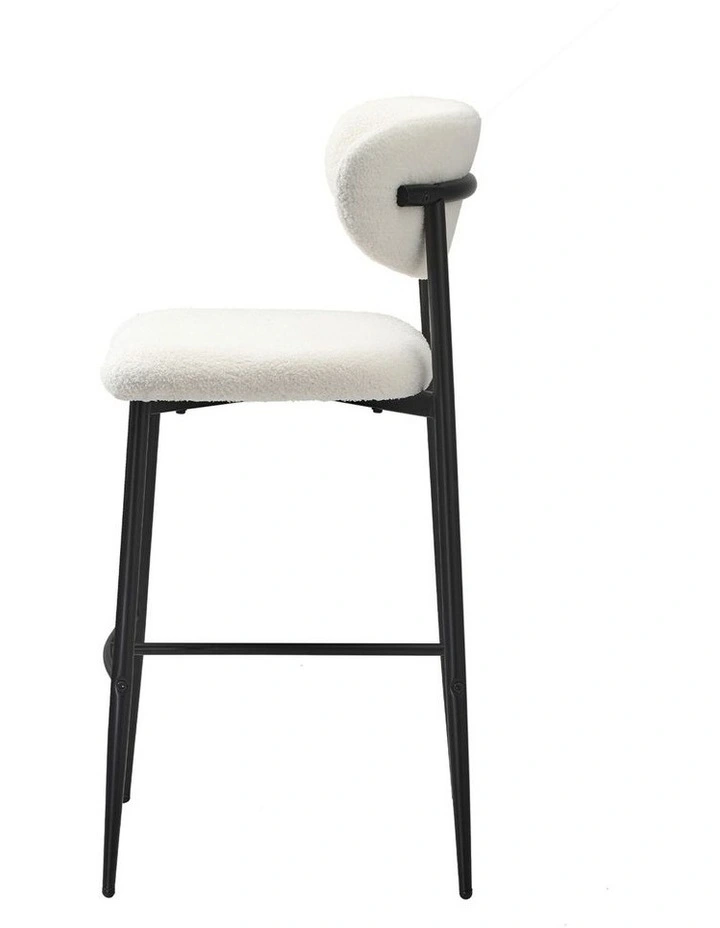 Oikiture 4x Bar Stools Kitchen Stool Counter Chair Boucle Fabric Black image 6