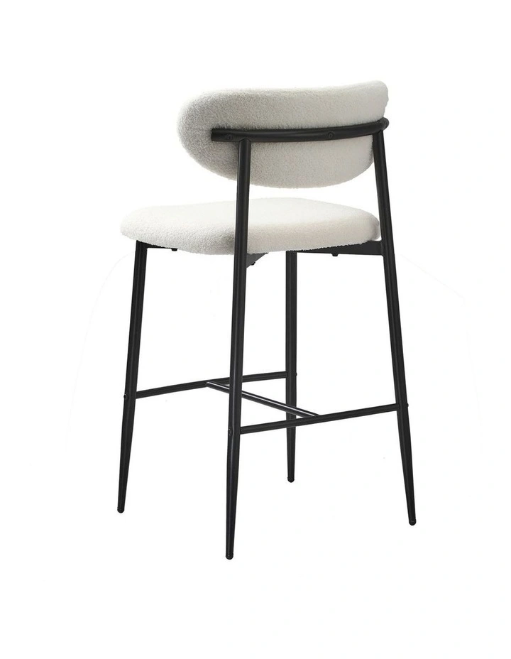Oikiture 4x Bar Stools Kitchen Stool Counter Chair Boucle Fabric Black image 7