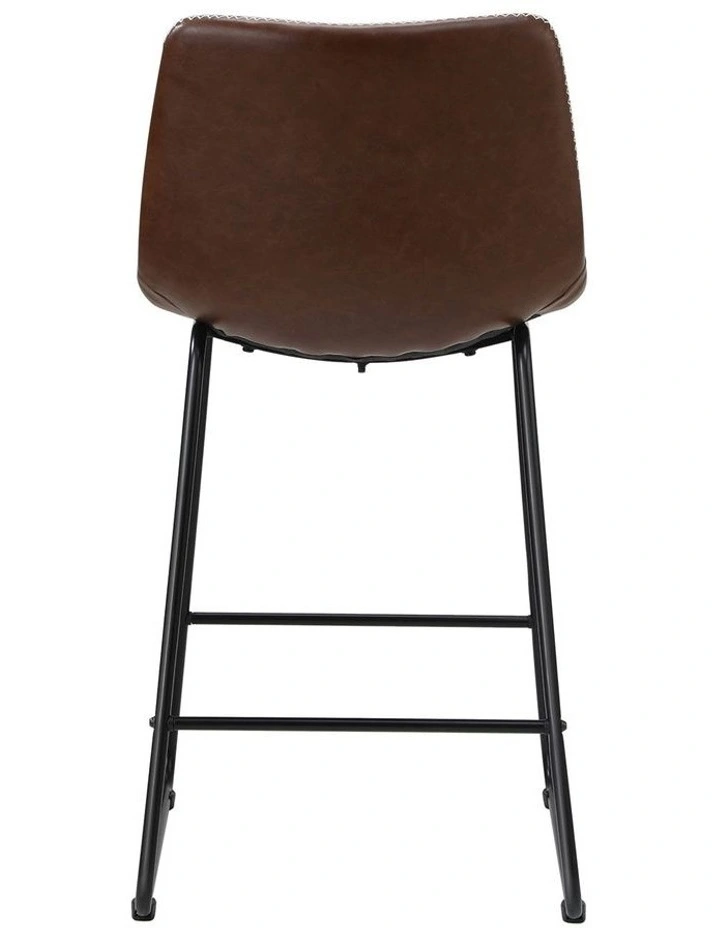 Oikiture 2x Bar Stools Kitchen Dining Chairs Leather Padded Stool Brown image 2
