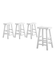 Oikiture 4X Bar Stools Kitchen Stool Wooden Counter Chairs Barstools White