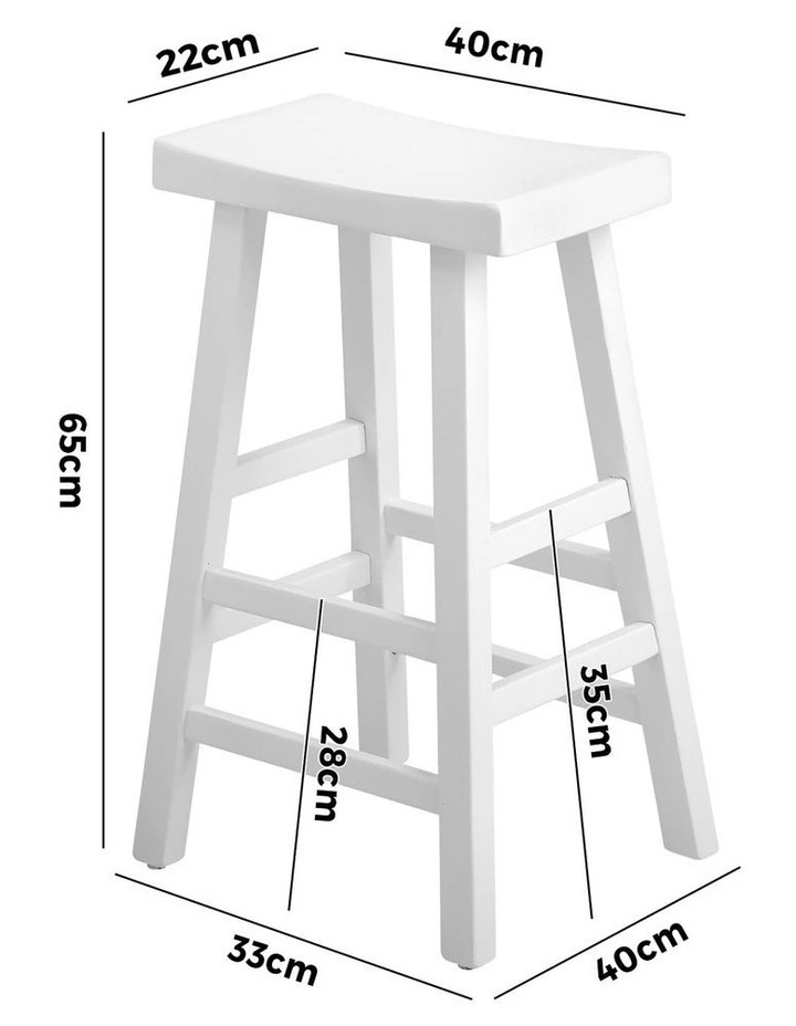 Oikiture 4X Bar Stools Kitchen Stool Wooden Counter Chairs Barstools White image 3