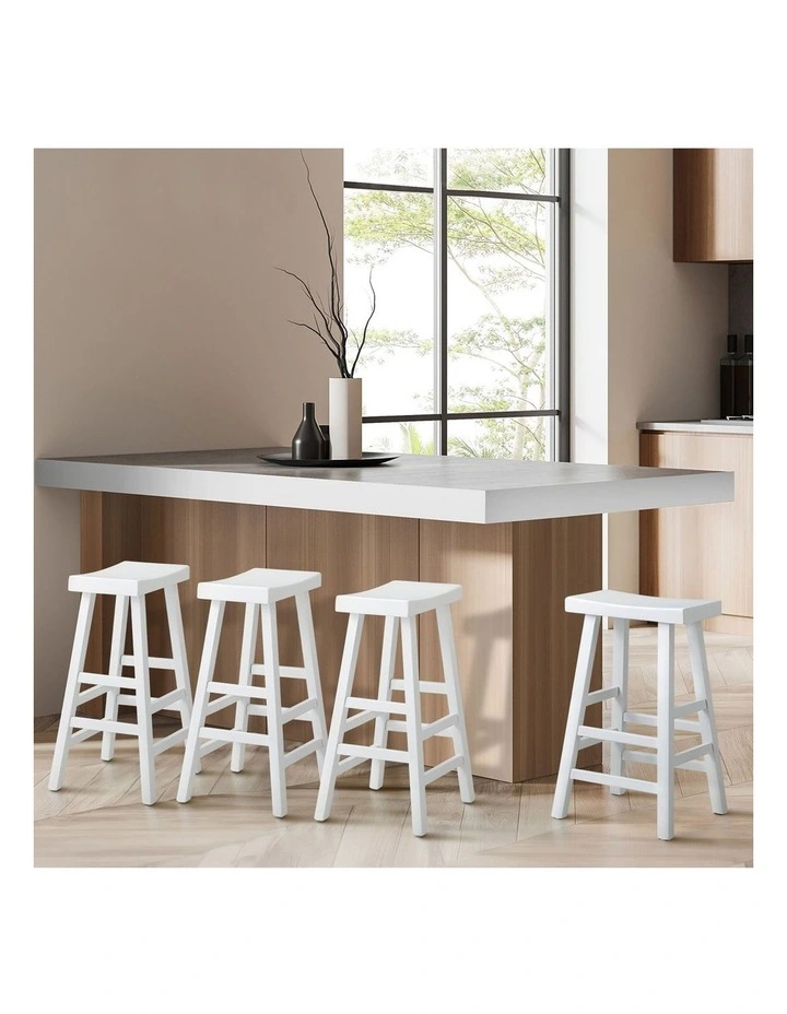 Oikiture 4X Bar Stools Kitchen Stool Wooden Counter Chairs Barstools White image 7