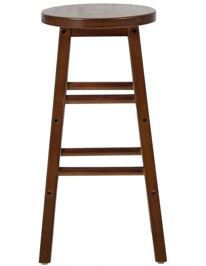 Oikiture 2x Bar Stool Kitchen Counter Round Chair Split-Level Footrest Walnut image 2