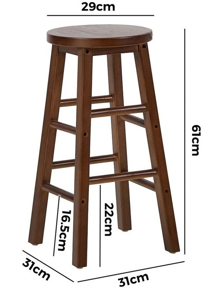Oikiture 2x Bar Stool Kitchen Counter Round Chair Split-Level Footrest Walnut image 3