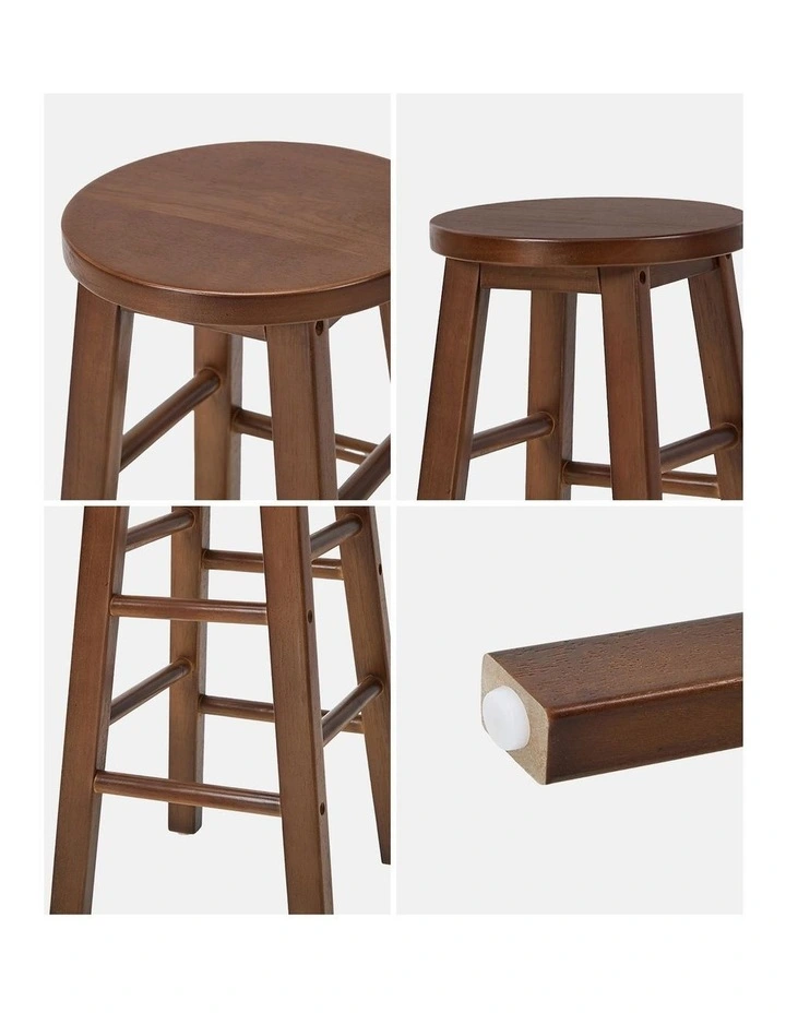 Oikiture 2x Bar Stool Kitchen Counter Round Chair Split-Level Footrest Walnut image 6
