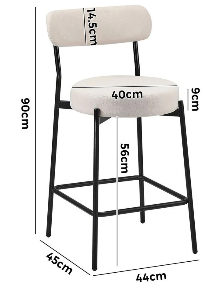 Oikiture 4x Bar Stools Kitchen Dining Chairs Counter Stool Beige image 3