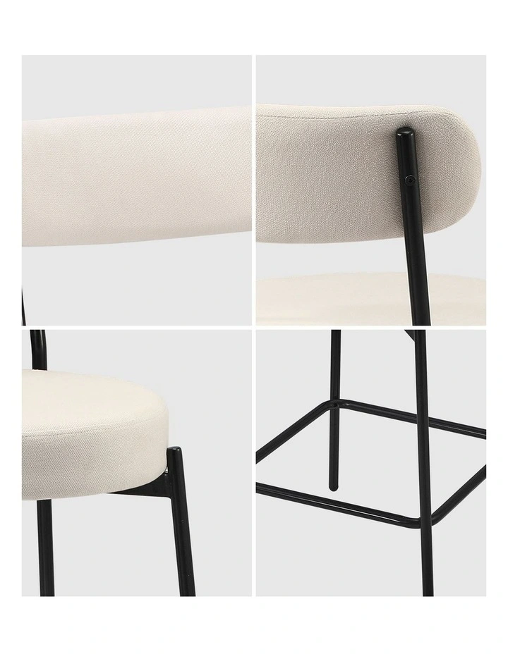 Oikiture 4x Bar Stools Kitchen Dining Chairs Counter Stool Beige image 6