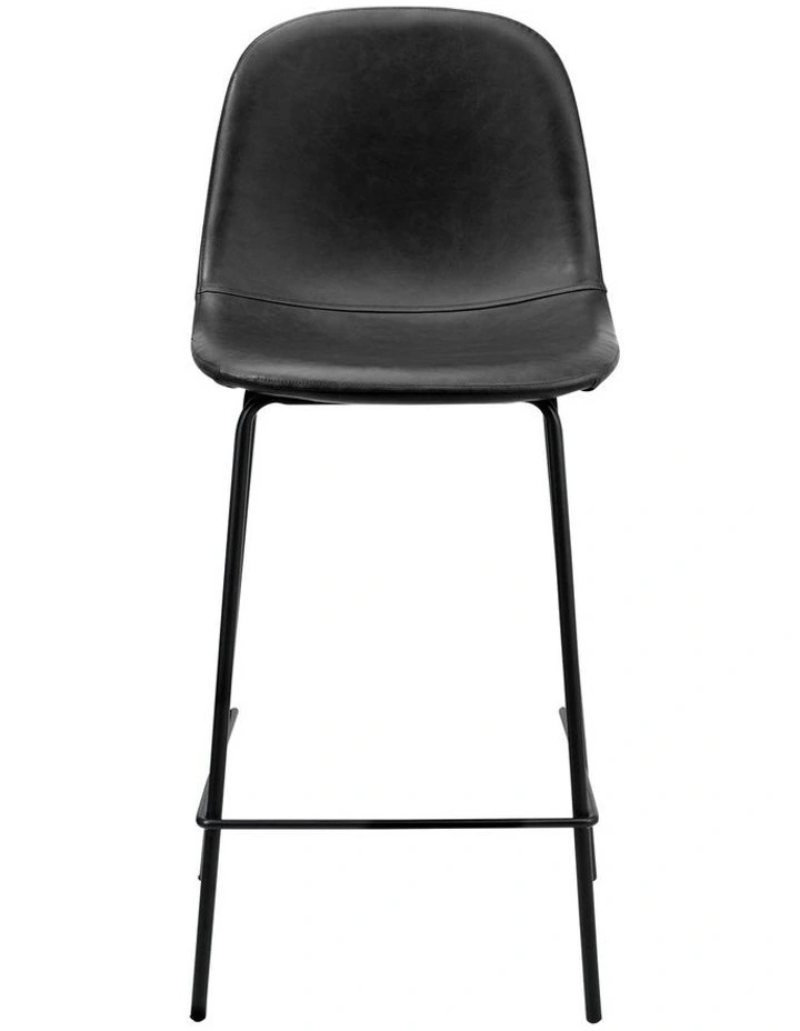 Oikiture 4x Bar Stools Kitchen Dining Chair Counter Stool PU Leather Black image 2