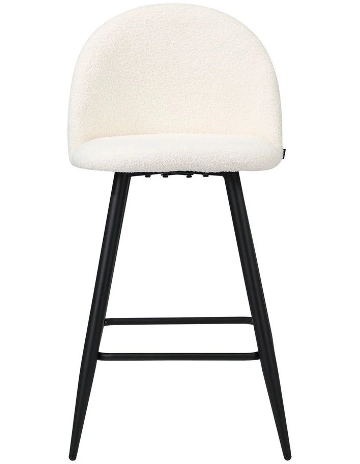 Oikiture 4x Bar Stools Kitchen Dining Chairs Counter Stool White Boucle Padded image 2