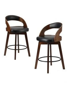 Oikiture 2x Bar Stools Kitchen Counter Stool Swivel Dining Chair PU Leather