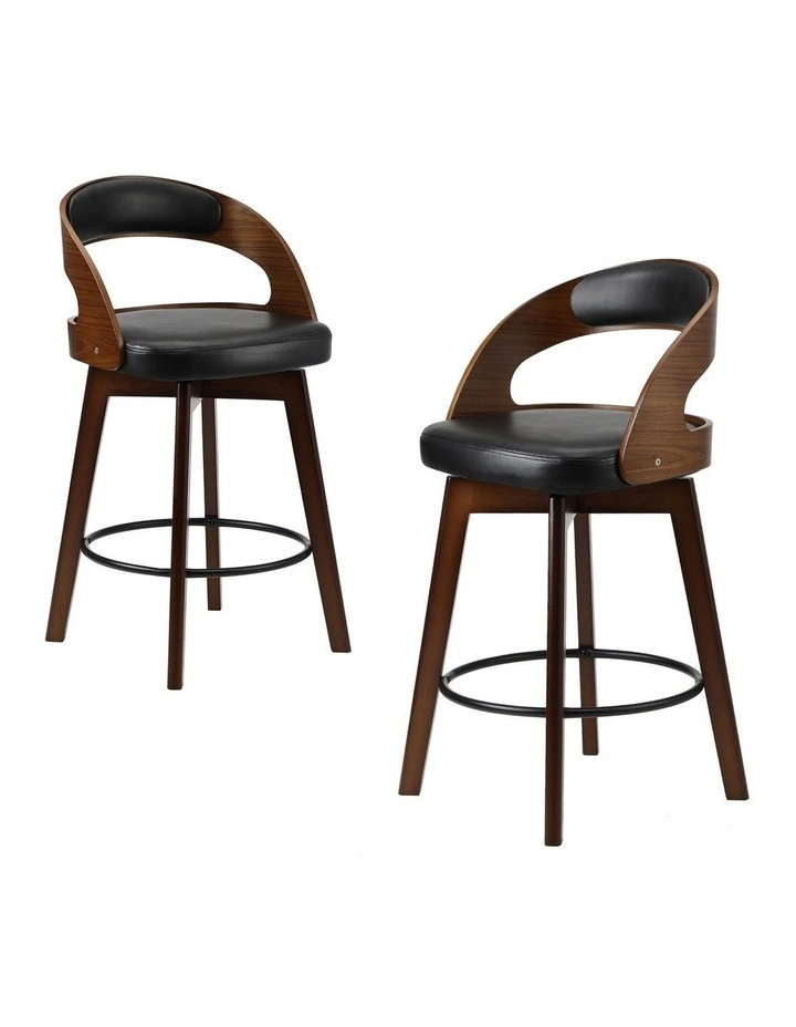 Oikiture 2x Bar Stools Kitchen Counter Stool Swivel Dining Chair PU Leather image 1