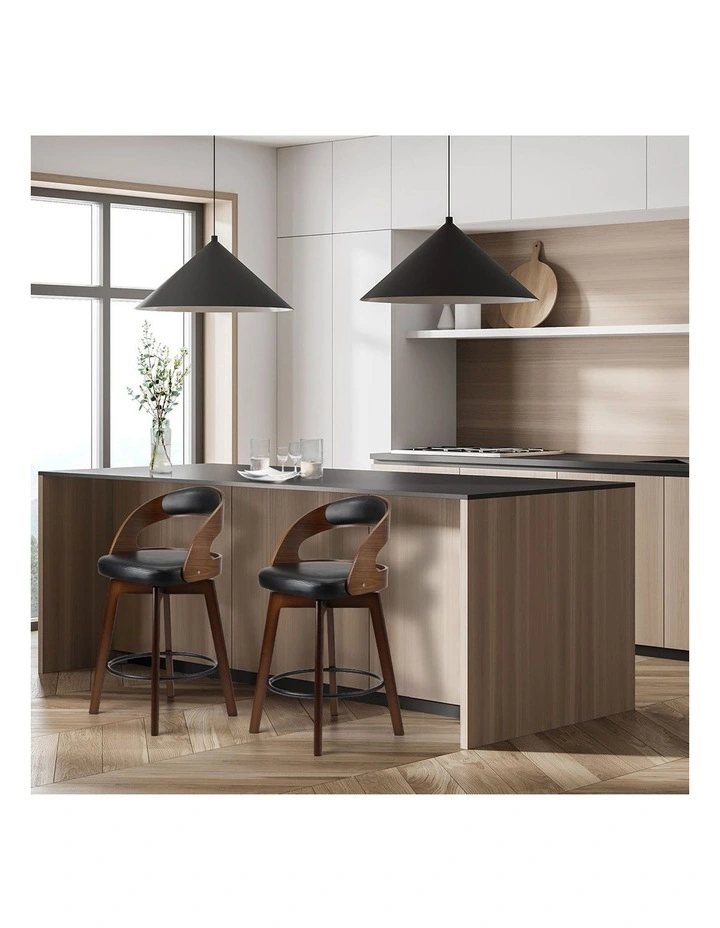 Oikiture 2x Bar Stools Kitchen Counter Stool Swivel Dining Chair PU Leather image 5