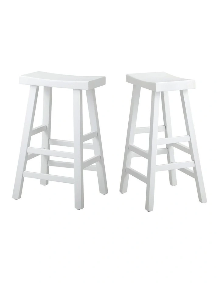 Oikiture 2X Bar Stools Kitchen Stool Wooden Counter Chairs Barstools White image 1