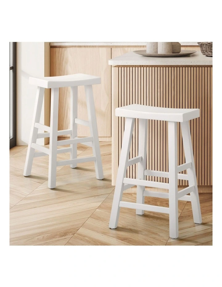 Oikiture 2X Bar Stools Kitchen Stool Wooden Counter Chairs Barstools White image 4