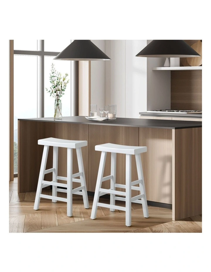 Oikiture 2X Bar Stools Kitchen Stool Wooden Counter Chairs Barstools White image 5