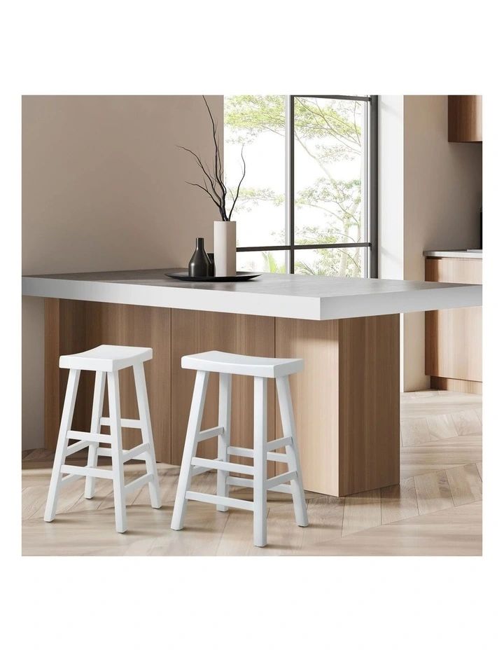 Oikiture 2X Bar Stools Kitchen Stool Wooden Counter Chairs Barstools White image 7
