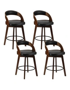 Oikiture 4x Bar Stools Kitchen Counter Stool Swivel Dining Chair PU Leather