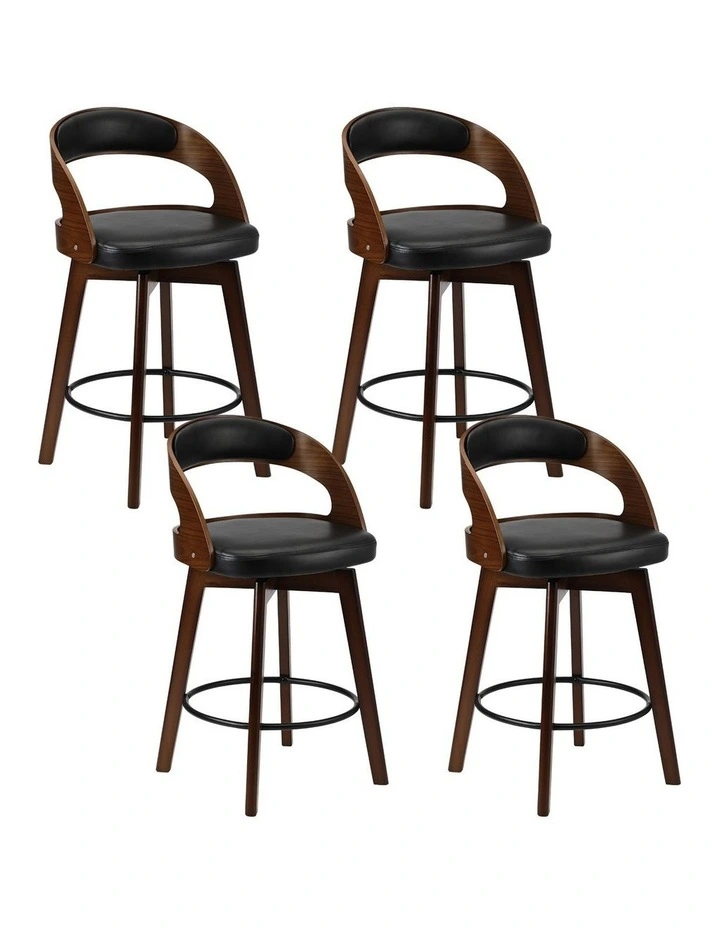 Oikiture 4x Bar Stools Kitchen Counter Stool Swivel Dining Chair PU Leather image 1