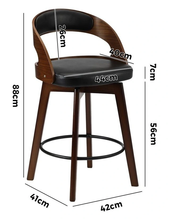 Oikiture 4x Bar Stools Kitchen Counter Stool Swivel Dining Chair PU Leather image 3