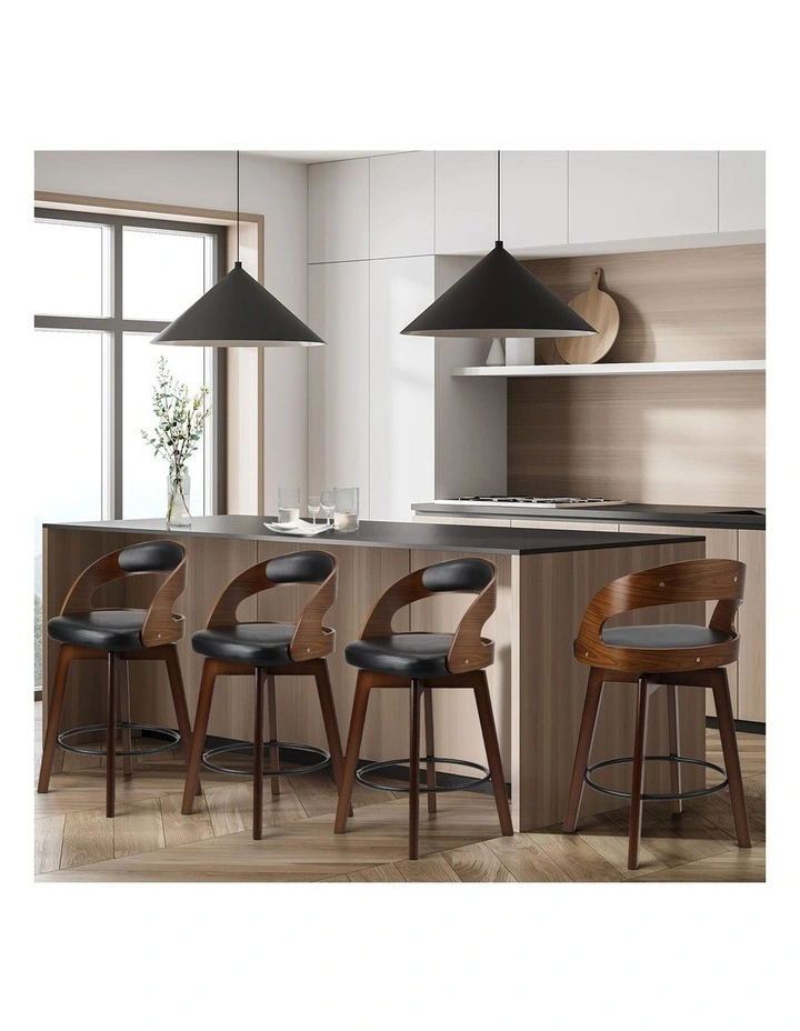 Oikiture 4x Bar Stools Kitchen Counter Stool Swivel Dining Chair PU Leather image 5