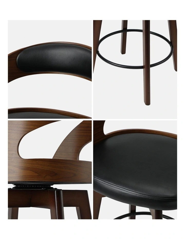 Oikiture 4x Bar Stools Kitchen Counter Stool Swivel Dining Chair PU Leather image 7