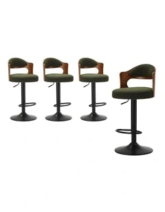 Oikiture 4x Bar Stools Swivel Kitchen Bar Chairs Gas Lift Stools Green Boucle