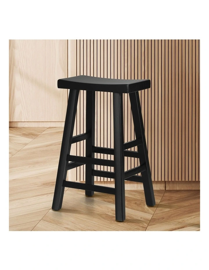 Oikiture Bar Stools Kitchen Stool Wooden Counter Chairs Barstools Black image 4