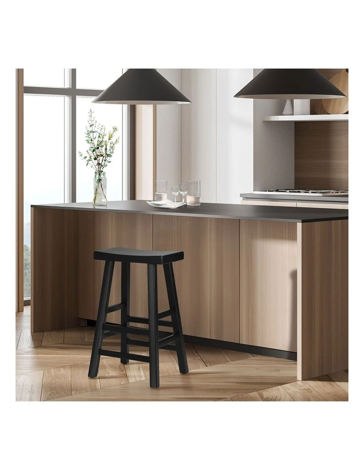Oikiture Bar Stools Kitchen Stool Wooden Counter Chairs Barstools Black image 5