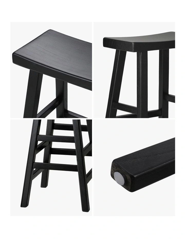 Oikiture Bar Stools Kitchen Stool Wooden Counter Chairs Barstools Black image 6