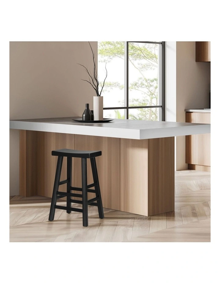 Oikiture Bar Stools Kitchen Stool Wooden Counter Chairs Barstools Black image 7