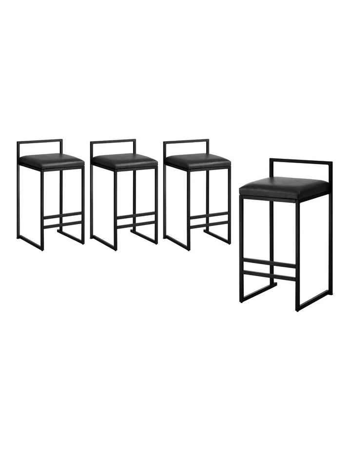 Oikiture 4x Bar Stools Kitchen Stool Metal Counter Chair Barstools Black Leather image 1