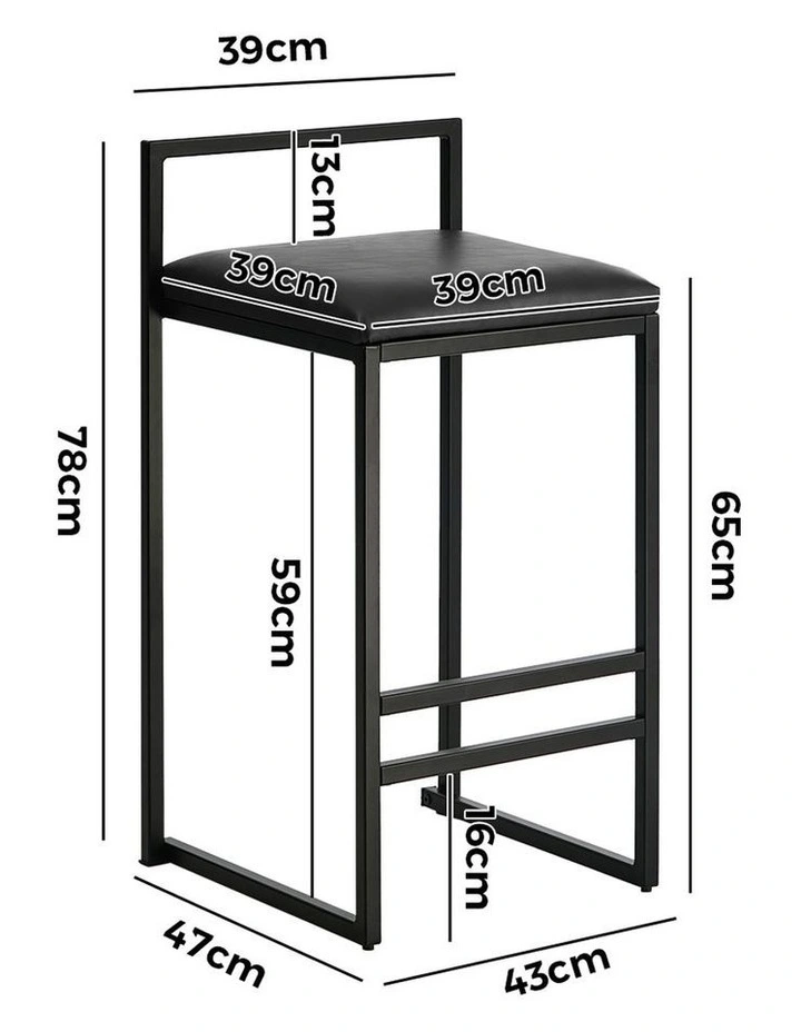 Oikiture 4x Bar Stools Kitchen Stool Metal Counter Chair Barstools Black Leather image 3
