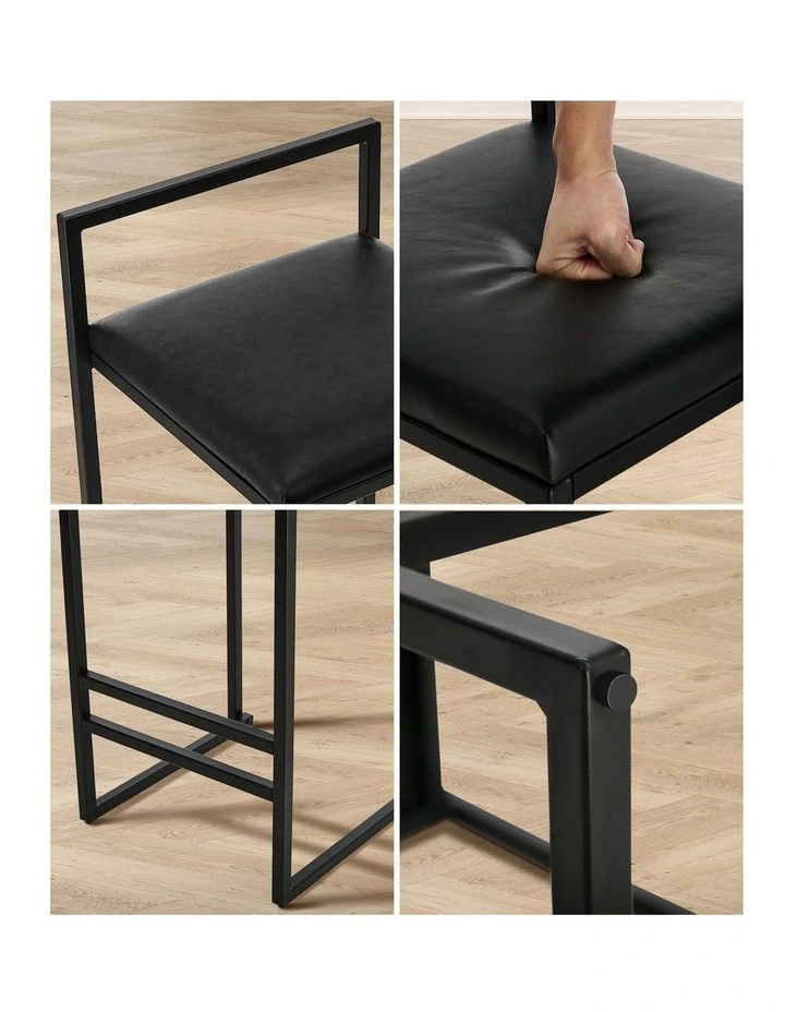 Oikiture 4x Bar Stools Kitchen Stool Metal Counter Chair Barstools Black Leather image 6
