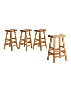 Oikiture Set of 4 Bar Stools Kitchen Stool Wooden Counter Chairs Natural