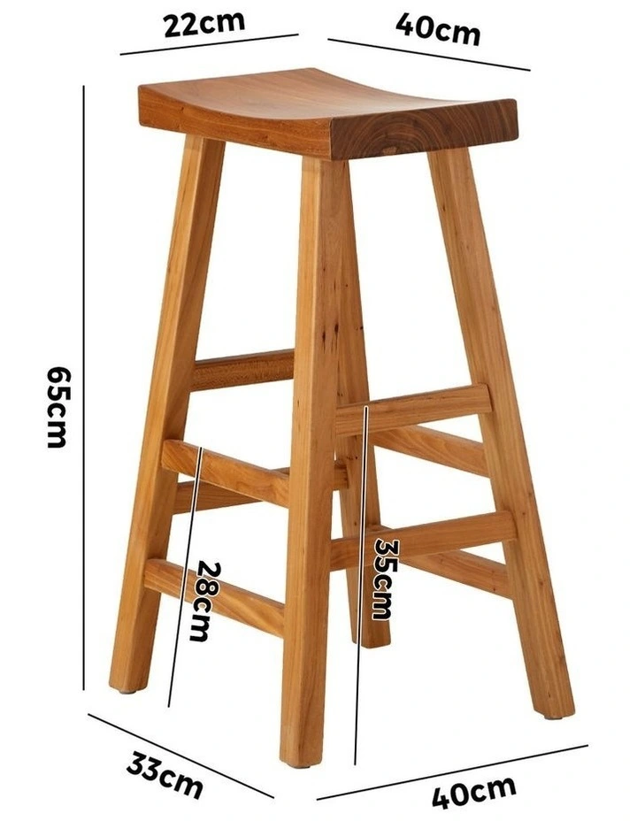 Oikiture Set of 4 Bar Stools Kitchen Stool Wooden Counter Chairs Natural image 3