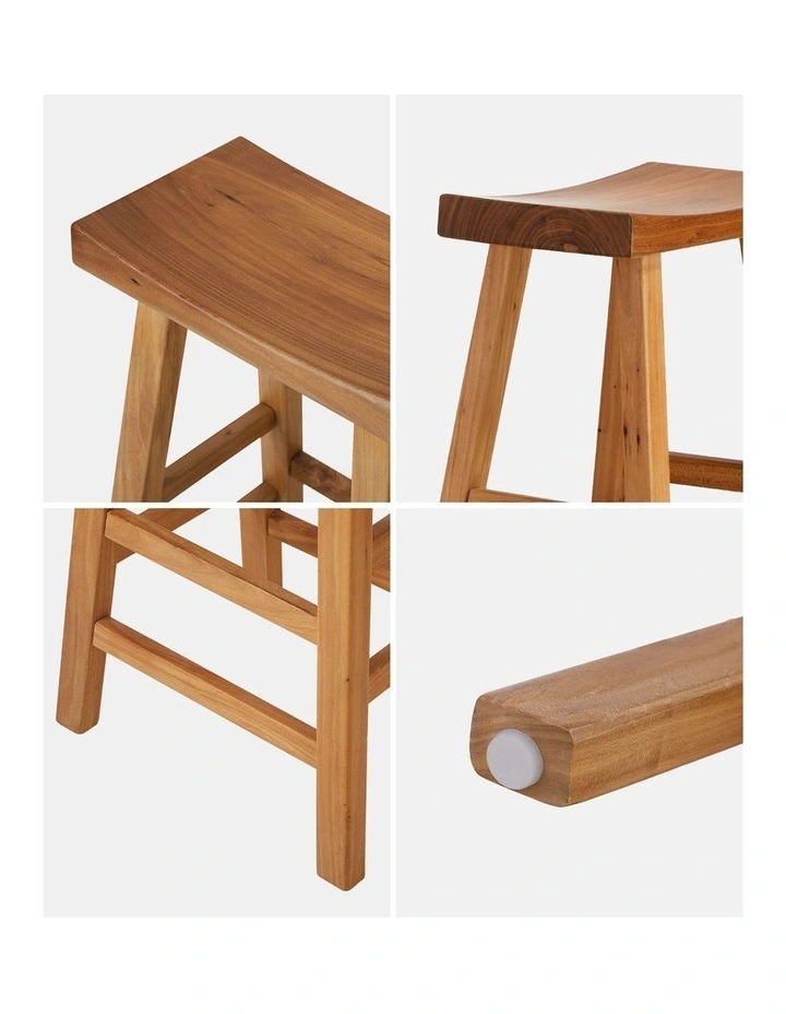 Oikiture Set of 4 Bar Stools Kitchen Stool Wooden Counter Chairs Natural image 6