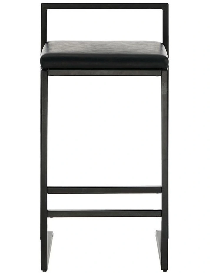 Oikiture 2x Bar Stools Kitchen Stool Metal Counter Chair Barstools Black Leather image 2