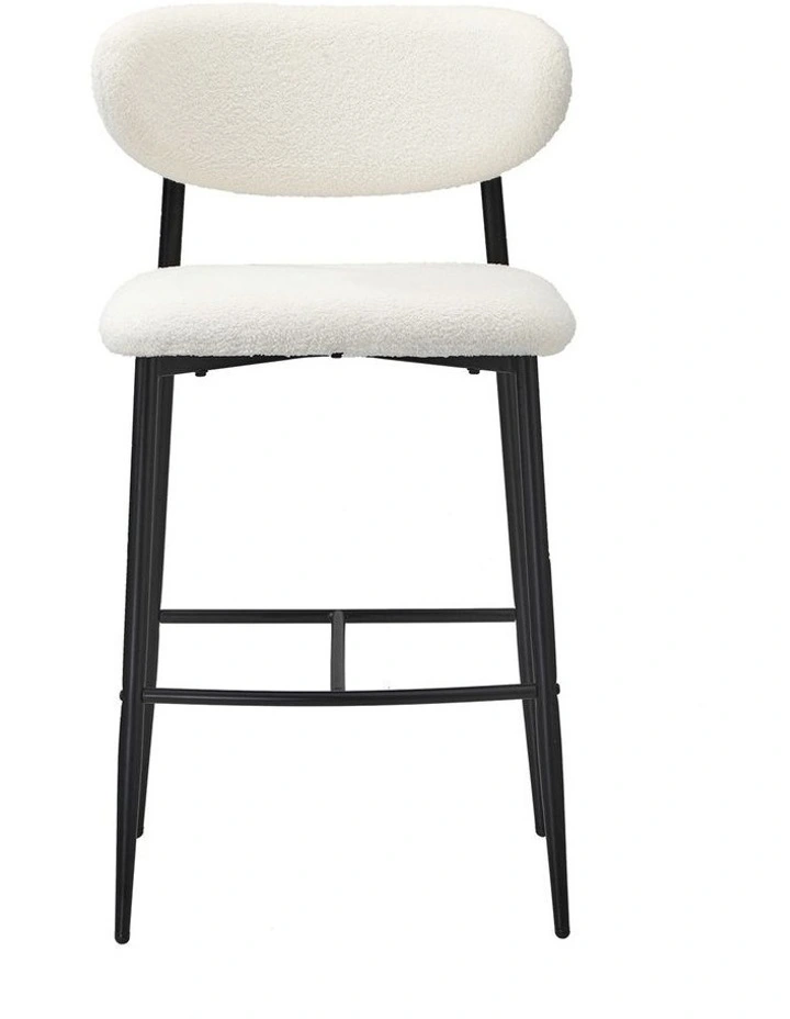 Oikiture 2x Bar Stools Kitchen Stool Counter Chair Boucle Fabric Black image 2