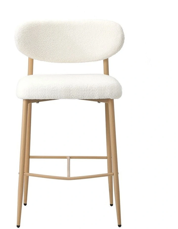 Oikiture 4x Bar Stools Kitchen Stool Counter Chair Boucle Fabric Natural image 2