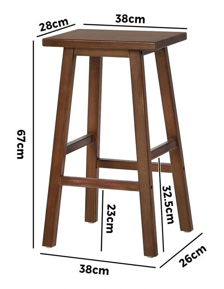 Oikiture 2x Bar Stool Kitchen Counter Dining Chair Split-Level Footrest Walnut image 3