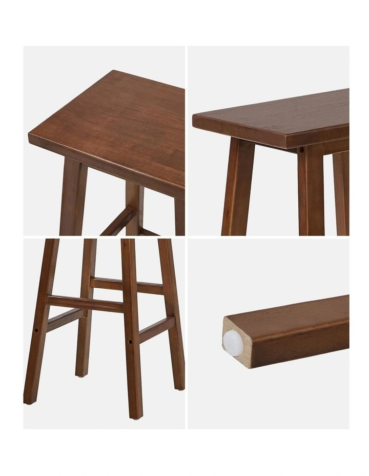 Oikiture 2x Bar Stool Kitchen Counter Dining Chair Split-Level Footrest Walnut image 6