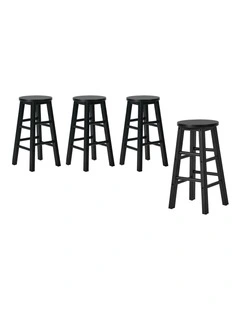 Oikiture 4x Bar Stool Kitchen Counter Round Chair Split-Level Footrest Black